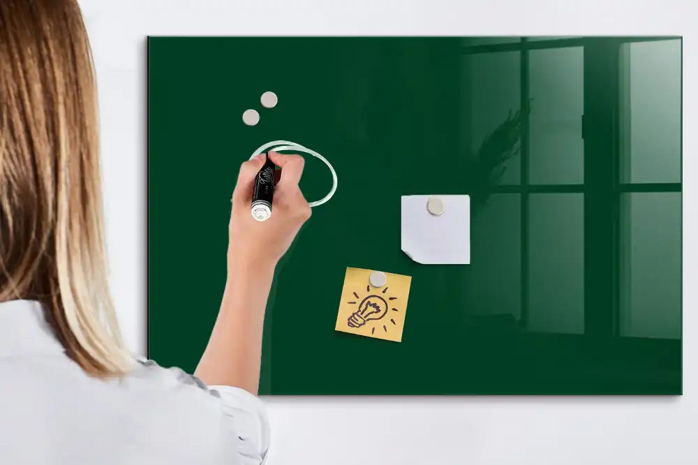 Tableau blanc magnétique effaçable à sec vert bouteille