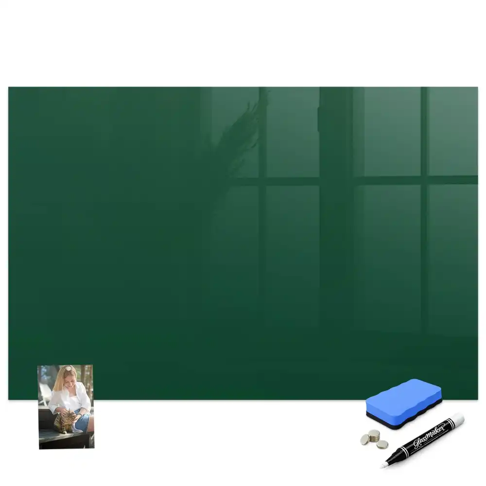 Tableau blanc magnétique effaçable à sec vert bouteille
