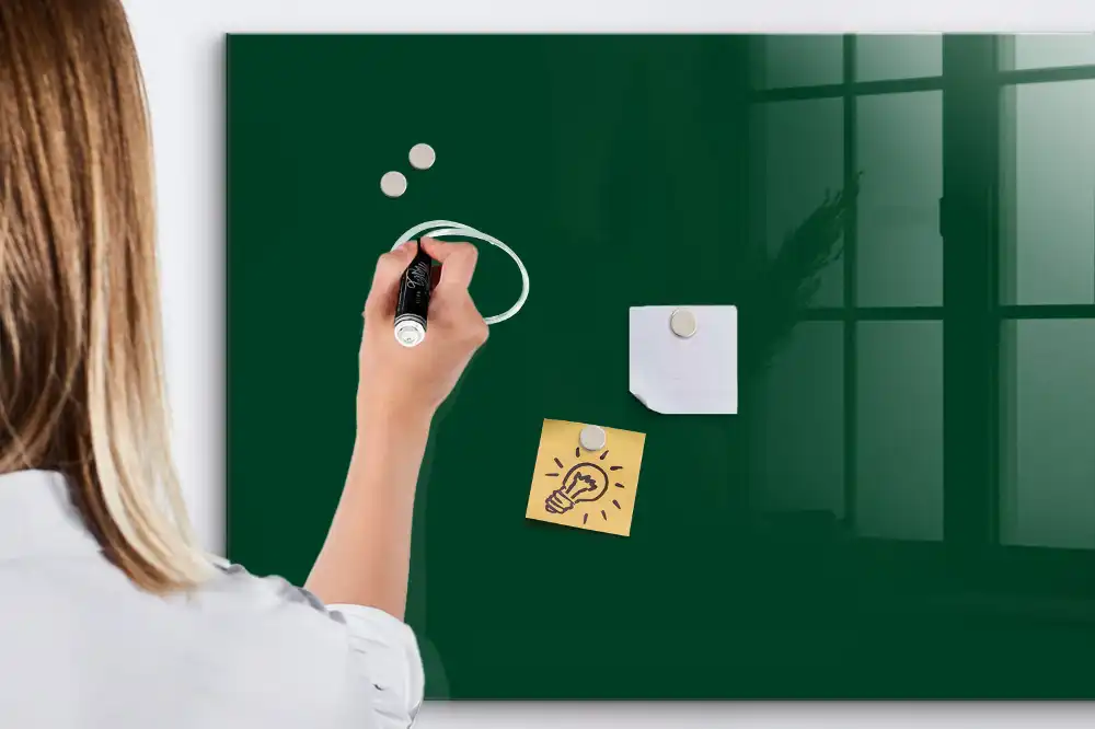 Tableau blanc magnétique effaçable à sec vert bouteille