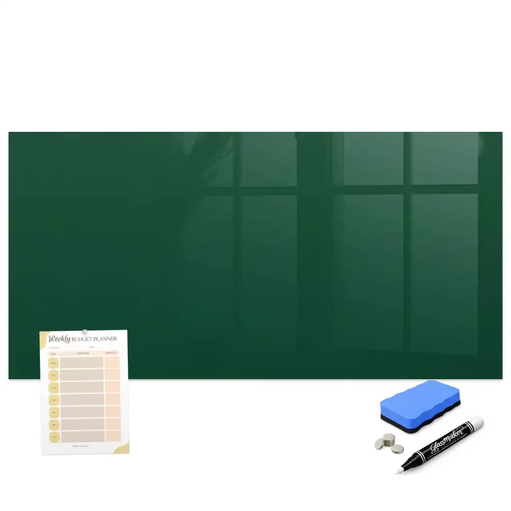 Tableau blanc magnétique effaçable à sec vert bouteille