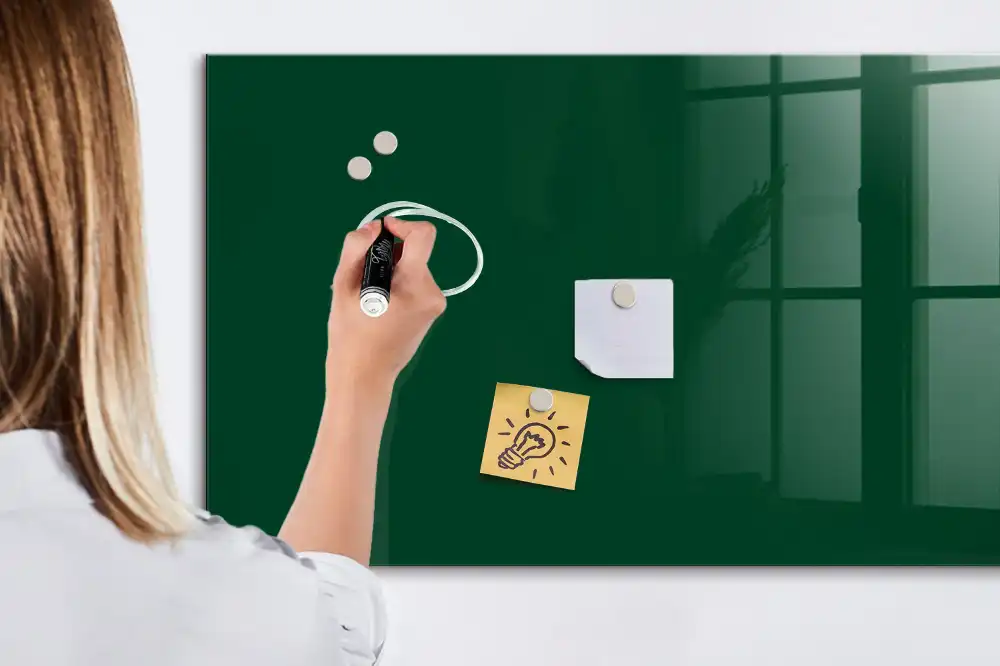 Tableau blanc magnétique effaçable à sec vert bouteille