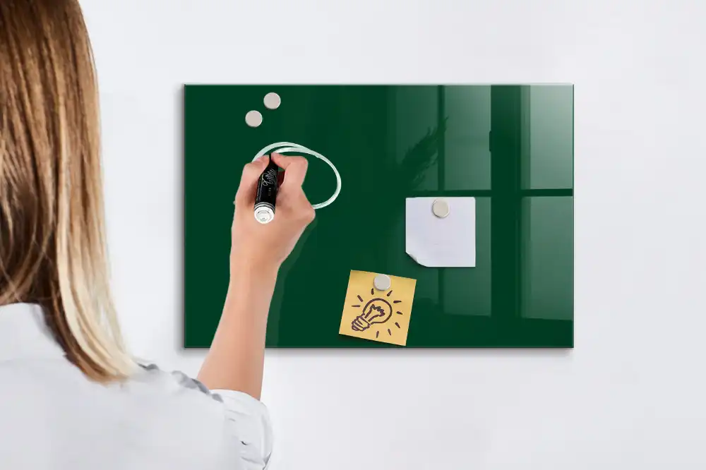 Tableau blanc magnétique effaçable à sec vert bouteille