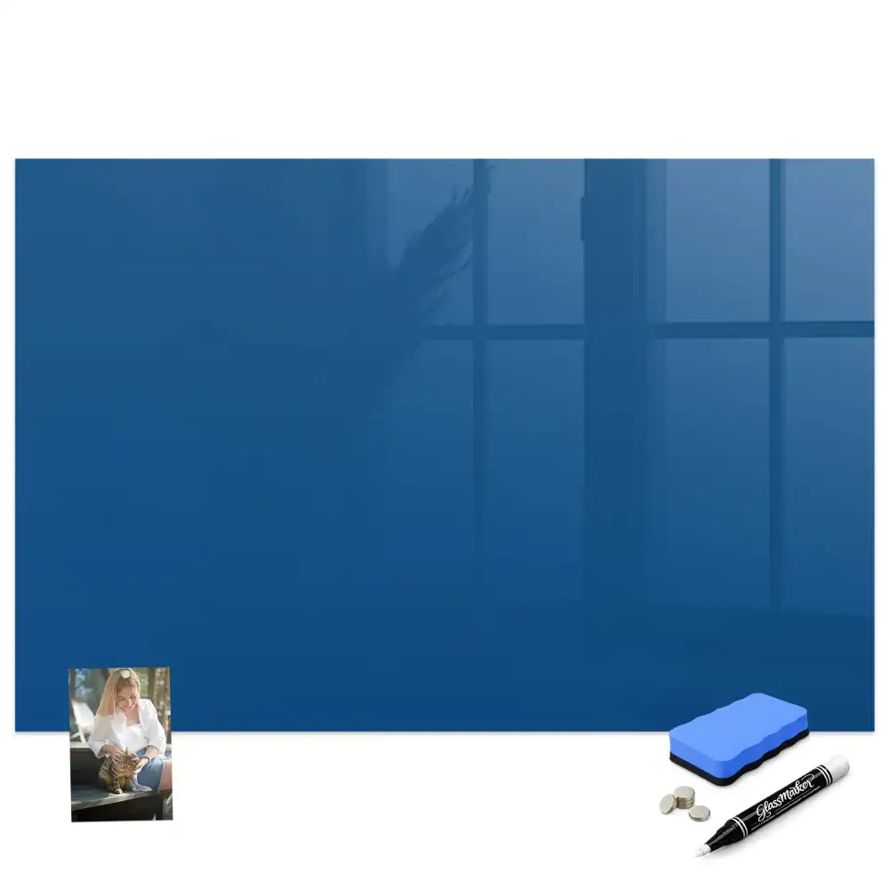 Tableau blanc magnétique effaçable à sec bleu