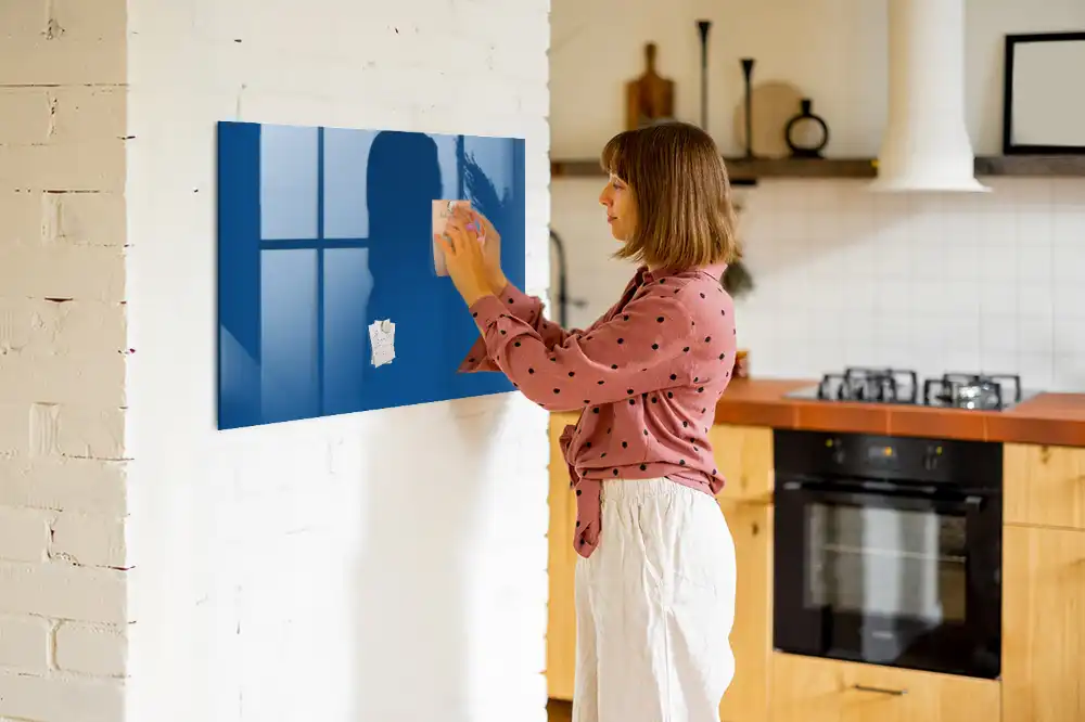 Tableau blanc magnétique effaçable à sec bleu