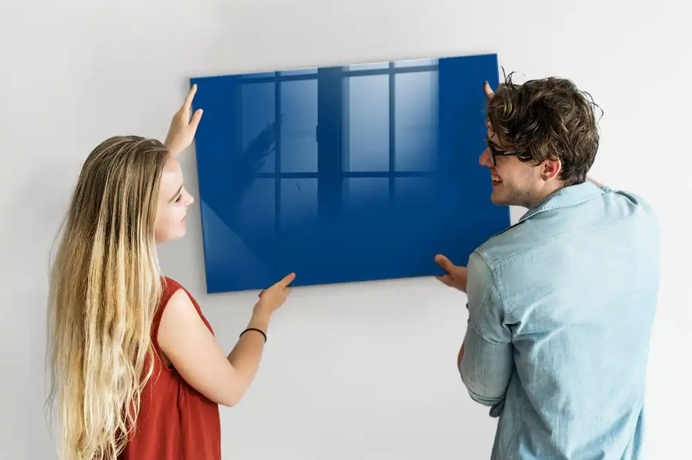 Tableau blanc magnétique effaçable à sec bleu
