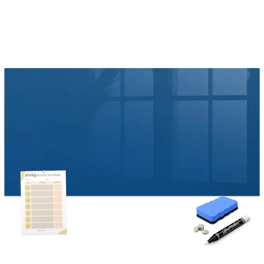 Tableau blanc magnétique effaçable à sec bleu