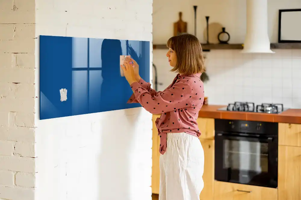 Tableau blanc magnétique effaçable à sec bleu