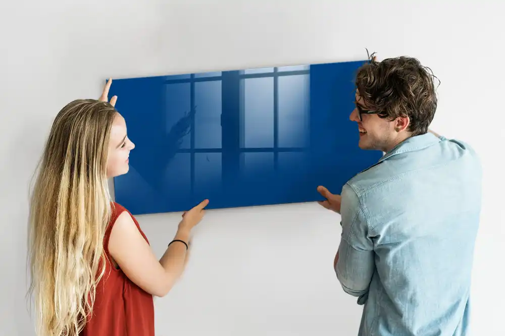 Tableau blanc magnétique effaçable à sec bleu