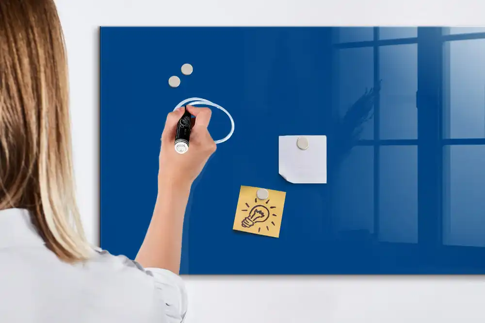 Tableau blanc magnétique effaçable à sec bleu