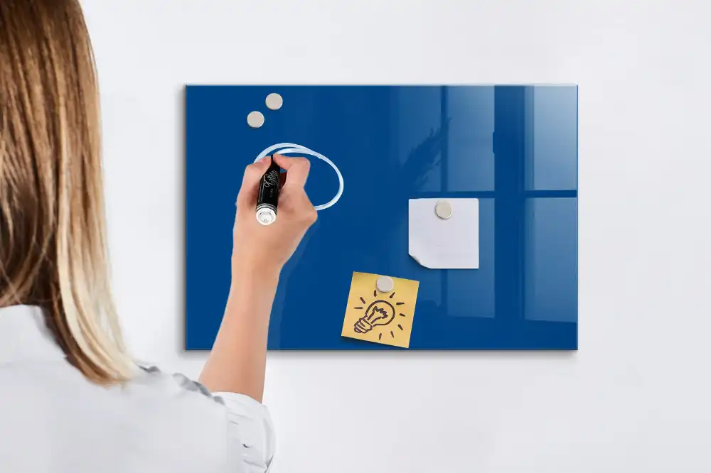 Tableau blanc magnétique effaçable à sec bleu