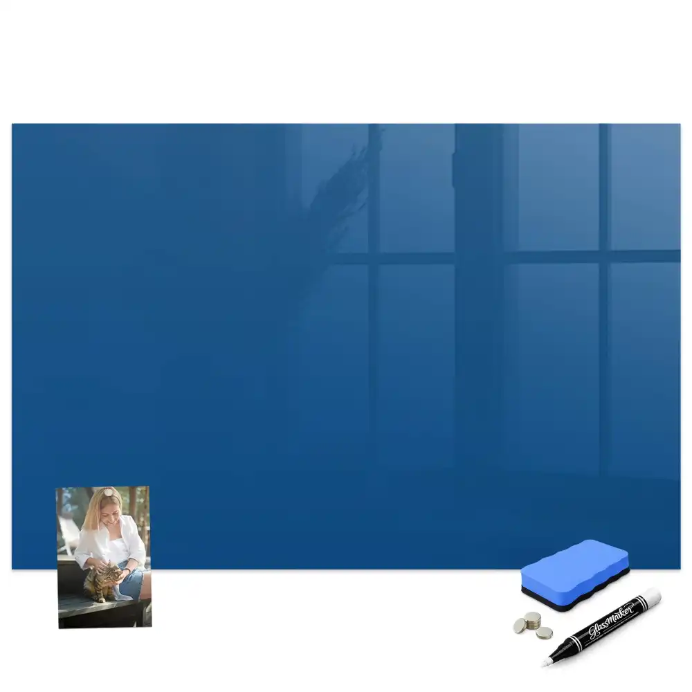 Tableau blanc magnétique effaçable à sec bleu