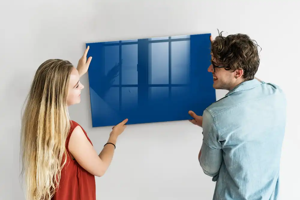 Tableau blanc magnétique effaçable à sec bleu