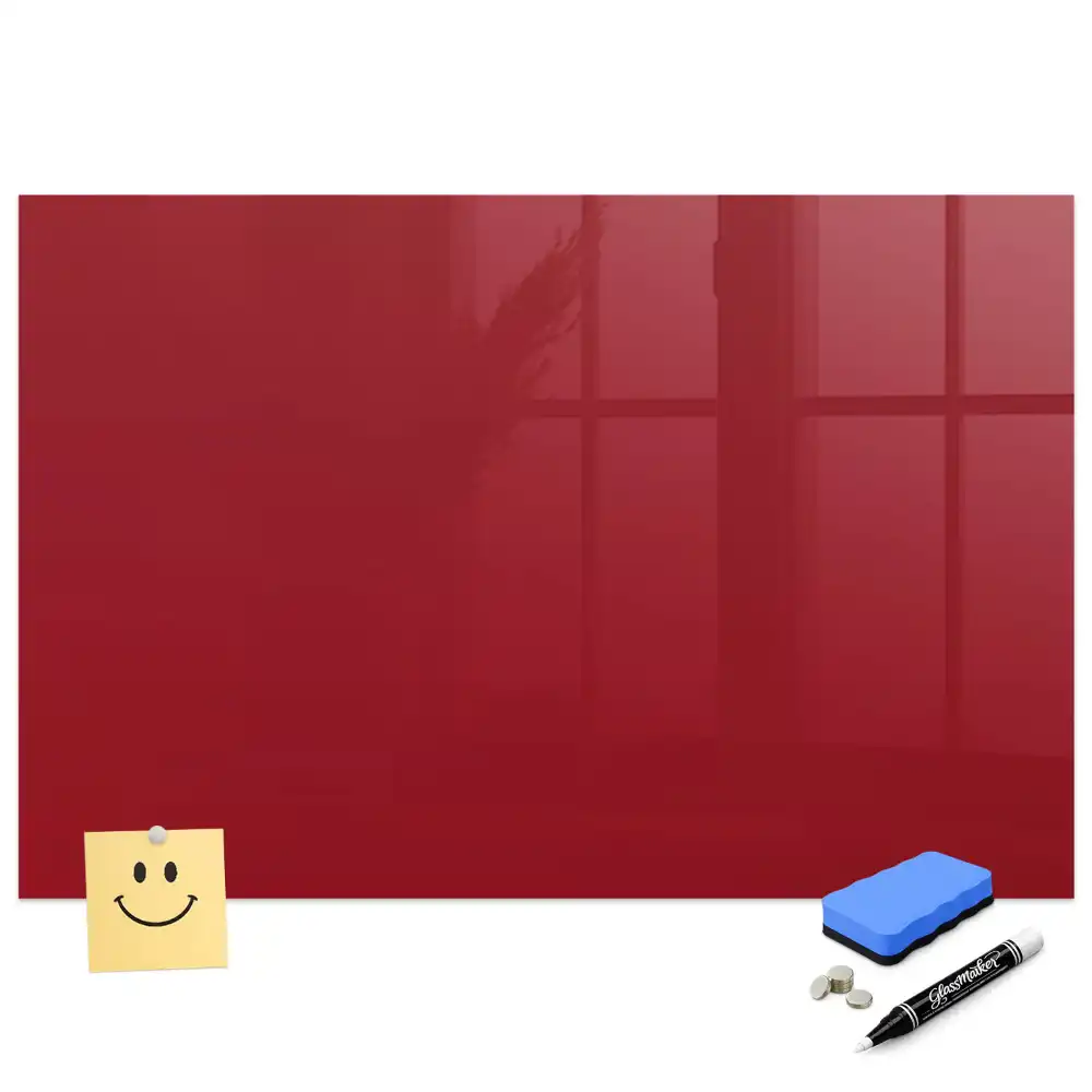 Tableau blanc magnétique effaçable à sec rouge