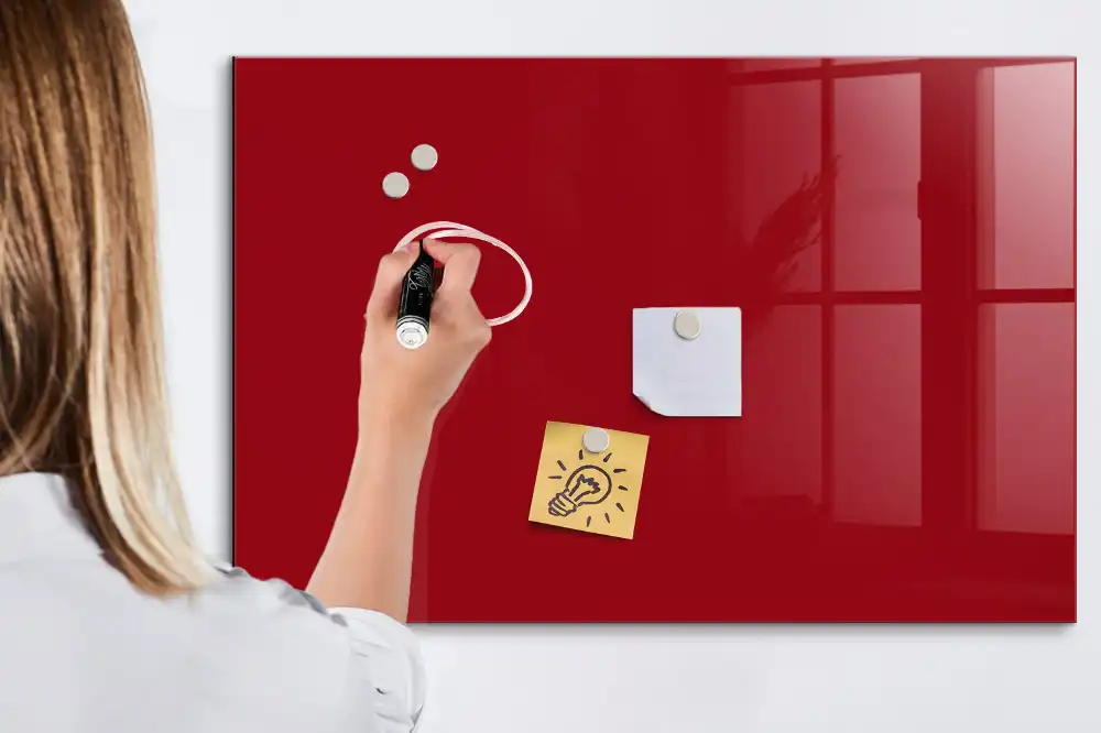Tableau blanc magnétique effaçable à sec rouge