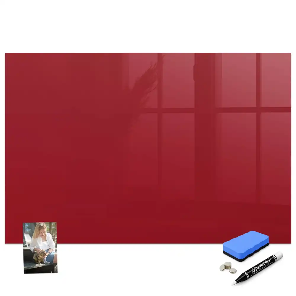 Tableau blanc magnétique effaçable à sec rouge