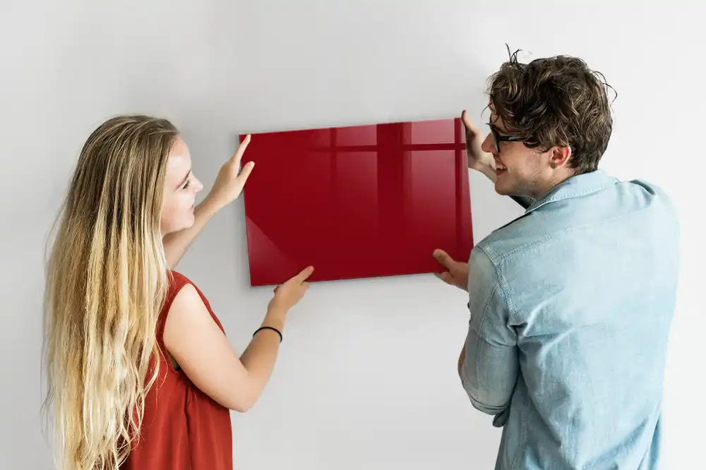 Tableau blanc magnétique effaçable à sec rouge