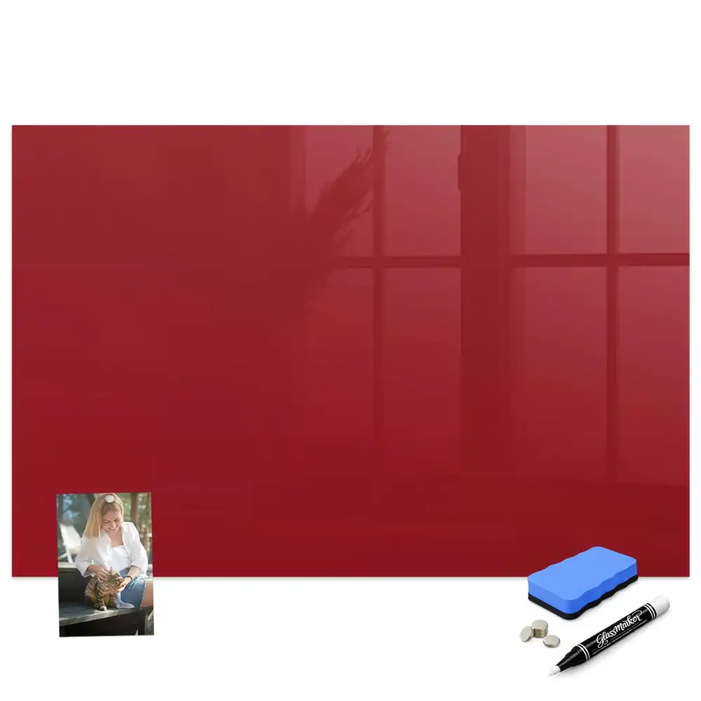 Tableau blanc magnétique effaçable à sec rouge