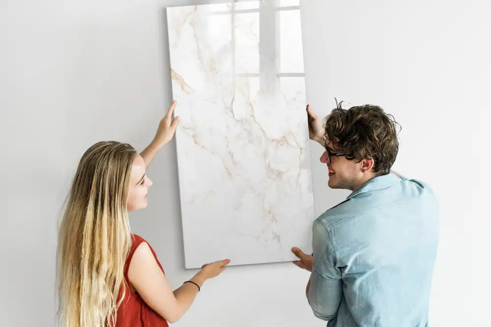 Tableau magnétique avec feutre motif marbre chic