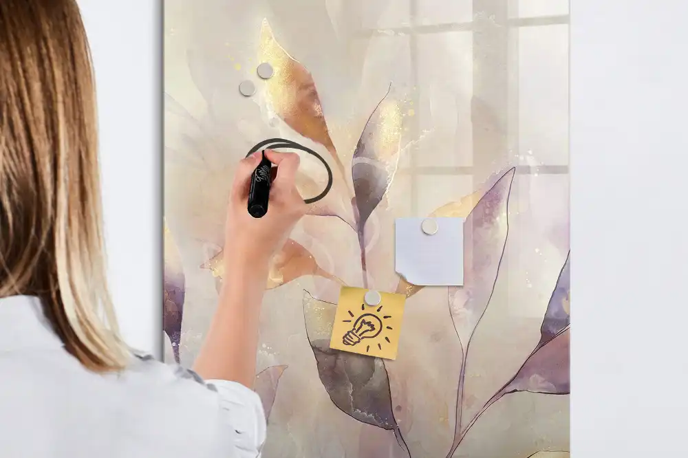 Tableau blanc magnétique effaçable à sec motif aquarelles botaniques