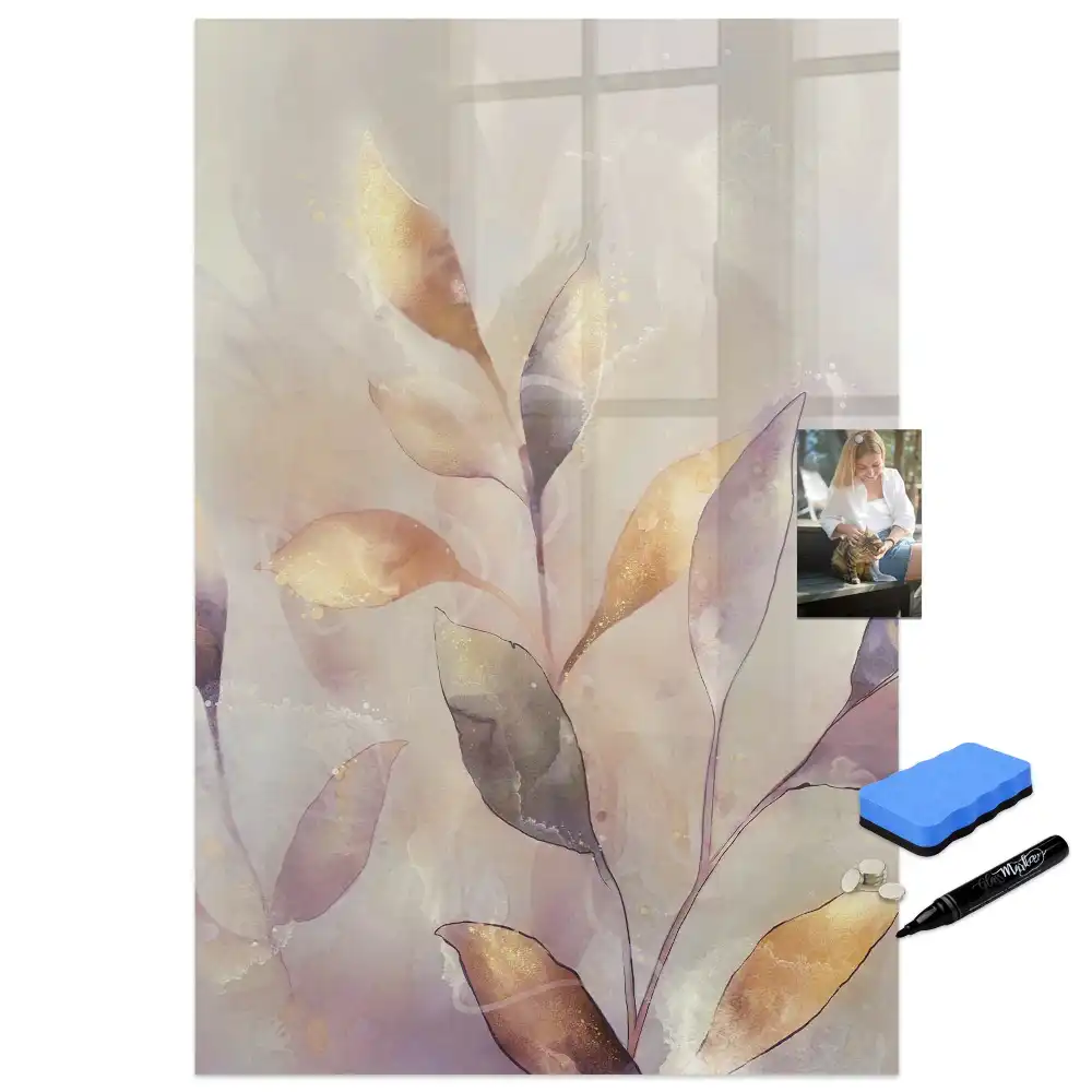 Tableau blanc magnétique effaçable à sec motif aquarelles botaniques
