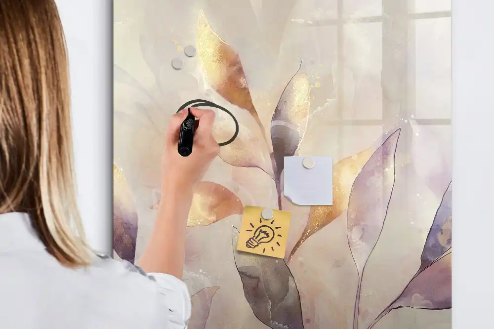 Tableau blanc magnétique effaçable à sec motif aquarelles botaniques
