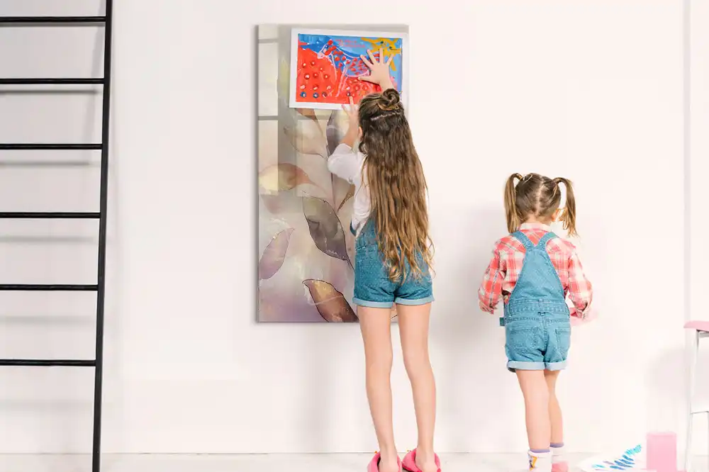Tableau blanc magnétique effaçable à sec motif aquarelles botaniques