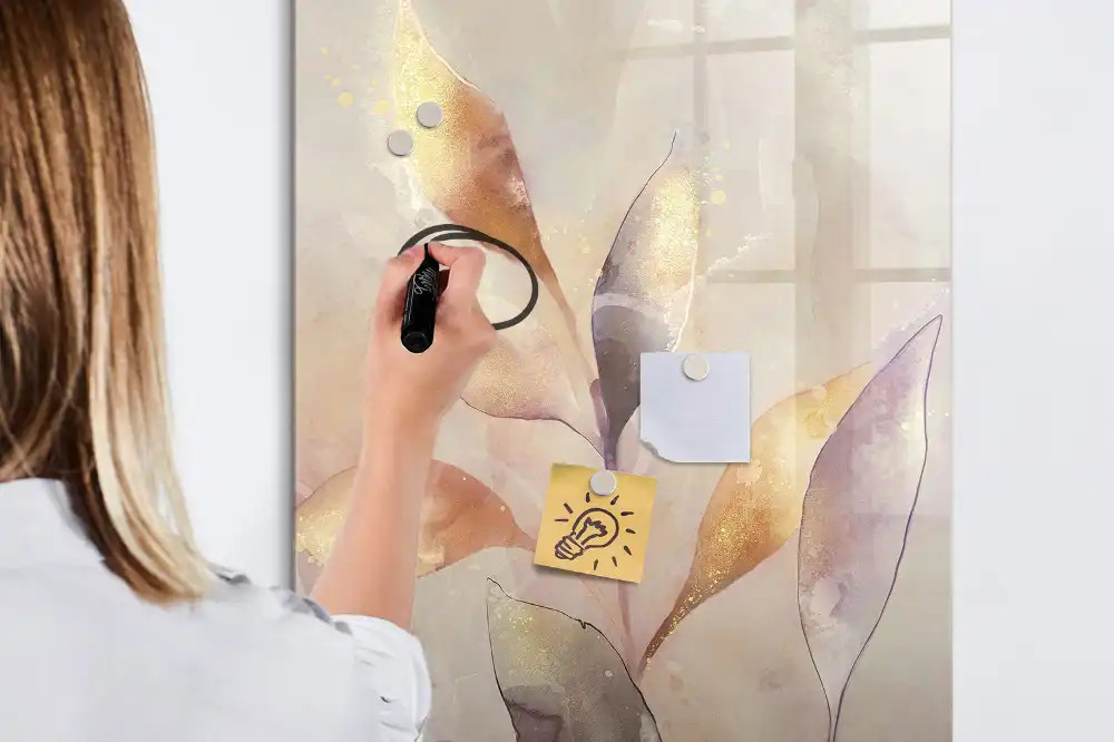 Tableau blanc magnétique effaçable à sec motif aquarelles botaniques