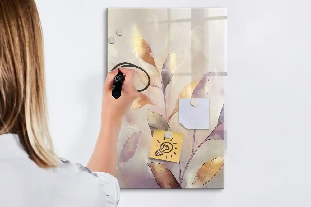 Tableau blanc magnétique effaçable à sec motif aquarelles botaniques