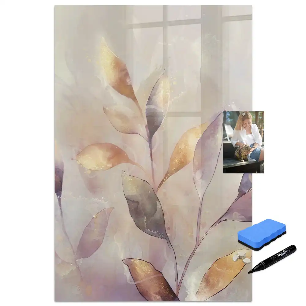 Tableau blanc magnétique effaçable à sec motif aquarelles botaniques