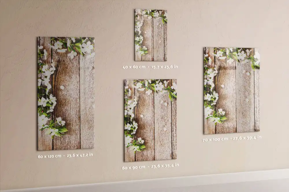 Tableau magnétique effaçable à motif de fleurs sur fond effet bois