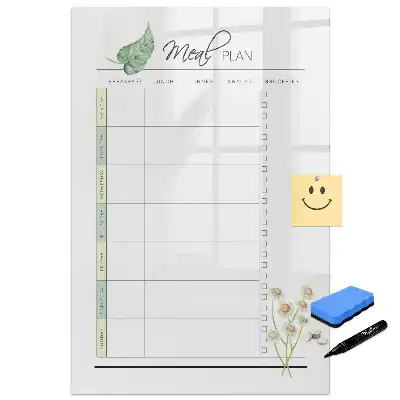 Tableau blanc magnétique effaçable à sec pour planning de déjeuner