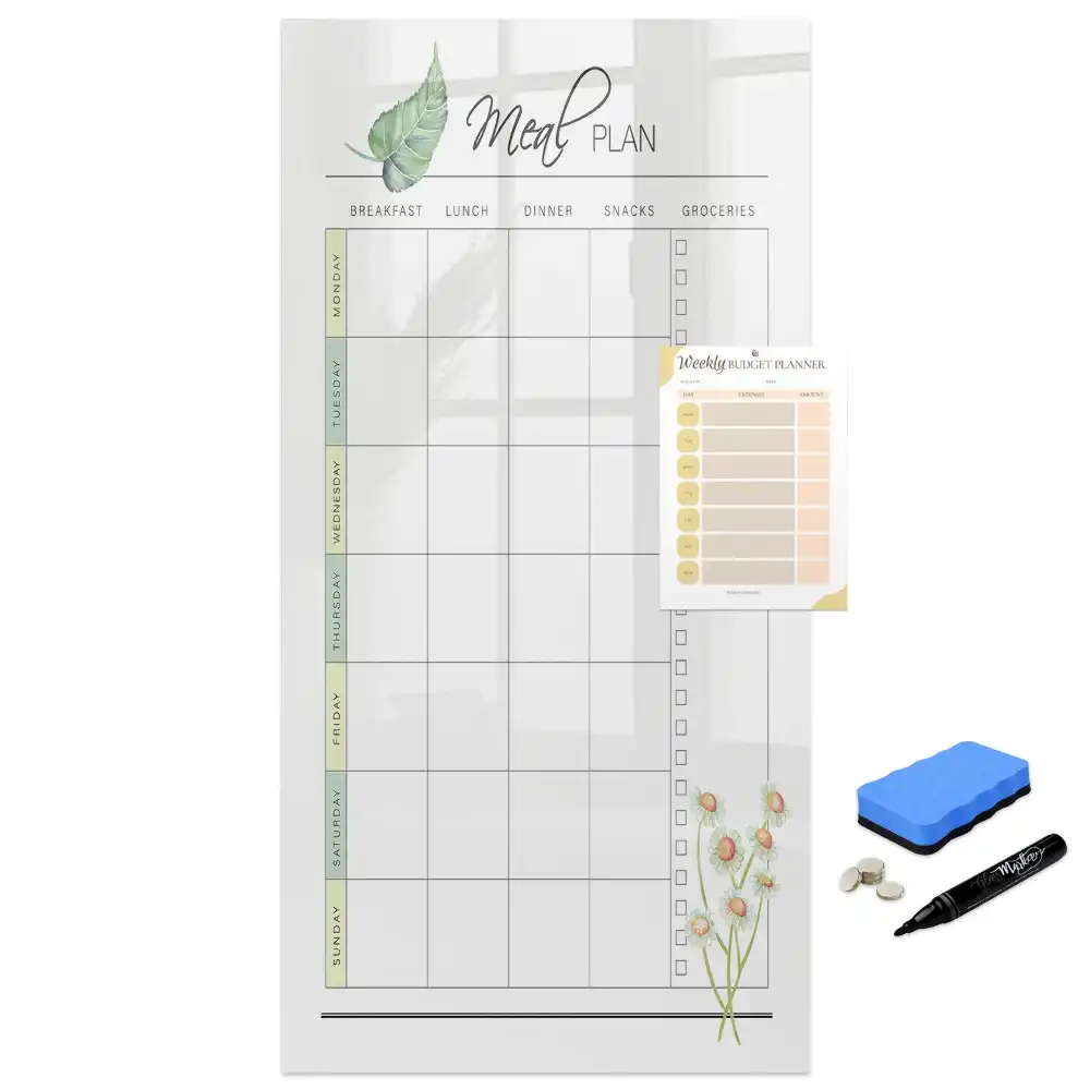 Tableau blanc magnétique effaçable à sec pour planning de déjeuner