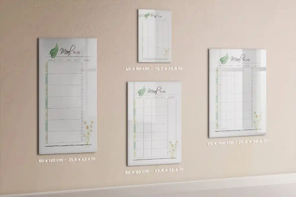 Tableau blanc magnétique effaçable à sec pour planning de déjeuner