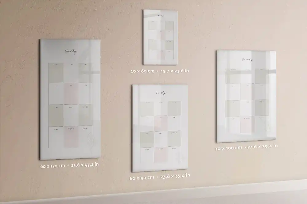 Tableau blanc magnétique effaçable à sec pour le suivi de l'année