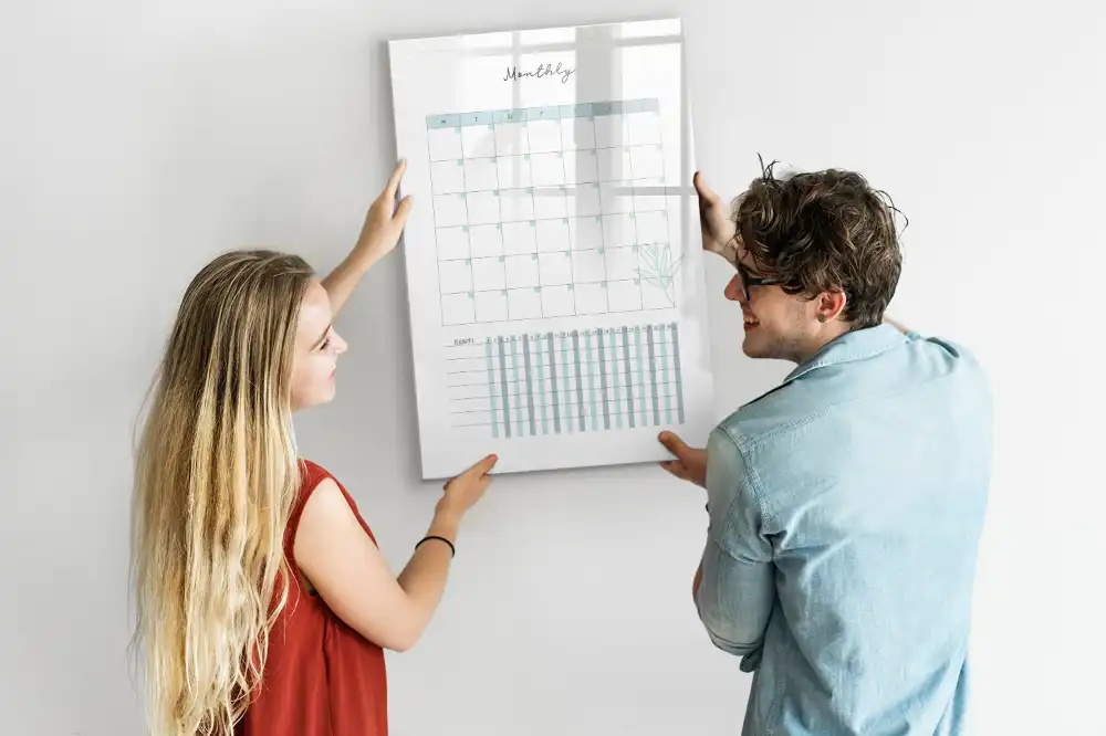 Tableau magnétique mensuel effaçable avec feutre