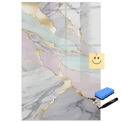 Tableau blanc magnétique effaçable à sec avec motif marbre décoratif