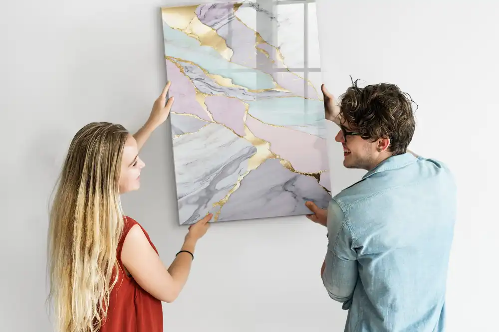 Tableau blanc magnétique effaçable à sec avec motif marbre décoratif