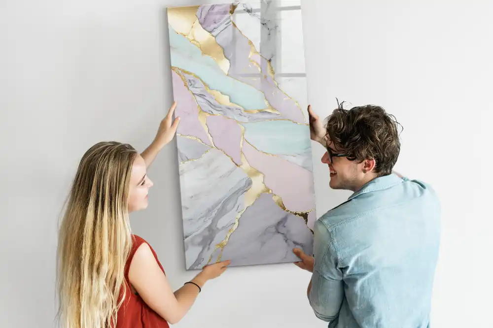 Tableau blanc magnétique effaçable à sec avec motif marbre décoratif