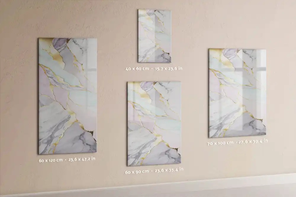Tableau blanc magnétique effaçable à sec avec motif marbre décoratif