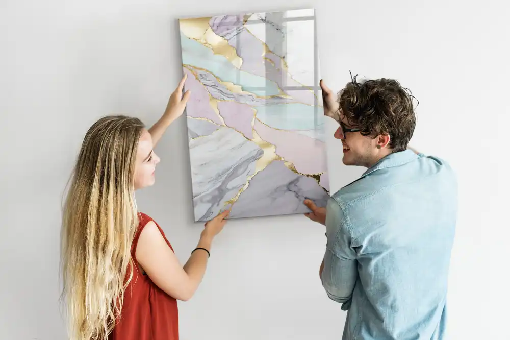 Tableau blanc magnétique effaçable à sec avec motif marbre décoratif