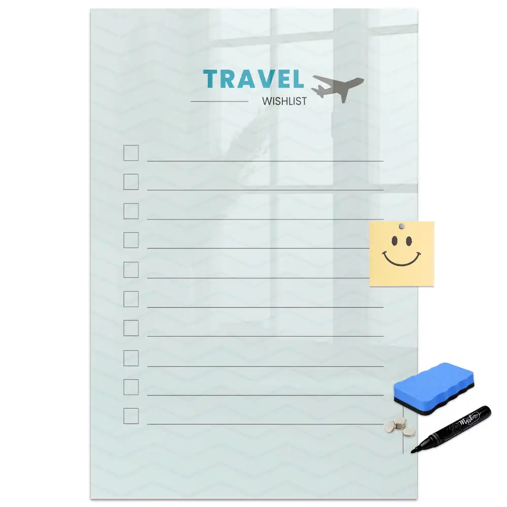 Tableau magnétique effaçable pour planification de voyage