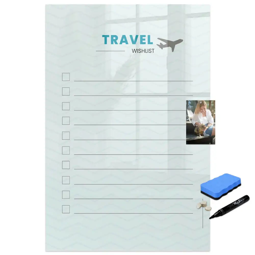 Tableau magnétique effaçable pour planification de voyage