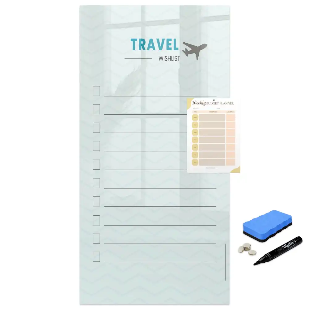 Tableau magnétique effaçable pour planification de voyage