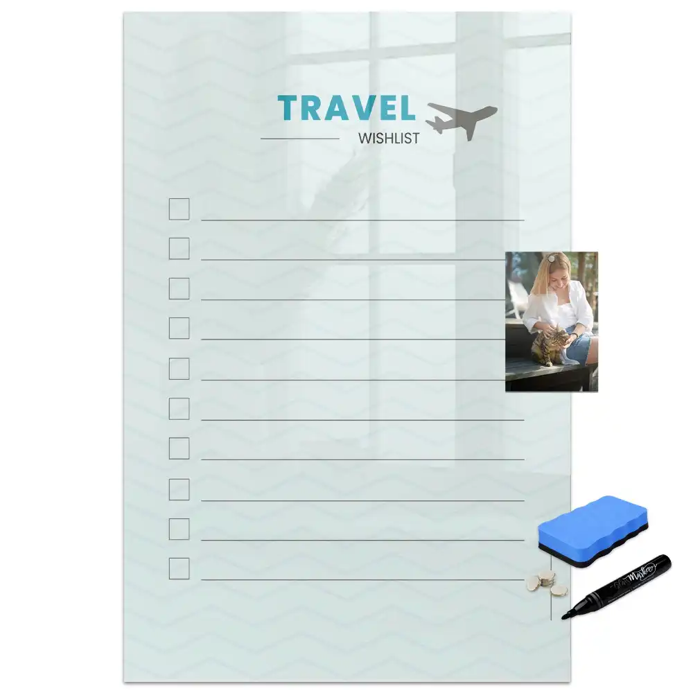 Tableau magnétique effaçable pour planification de voyage
