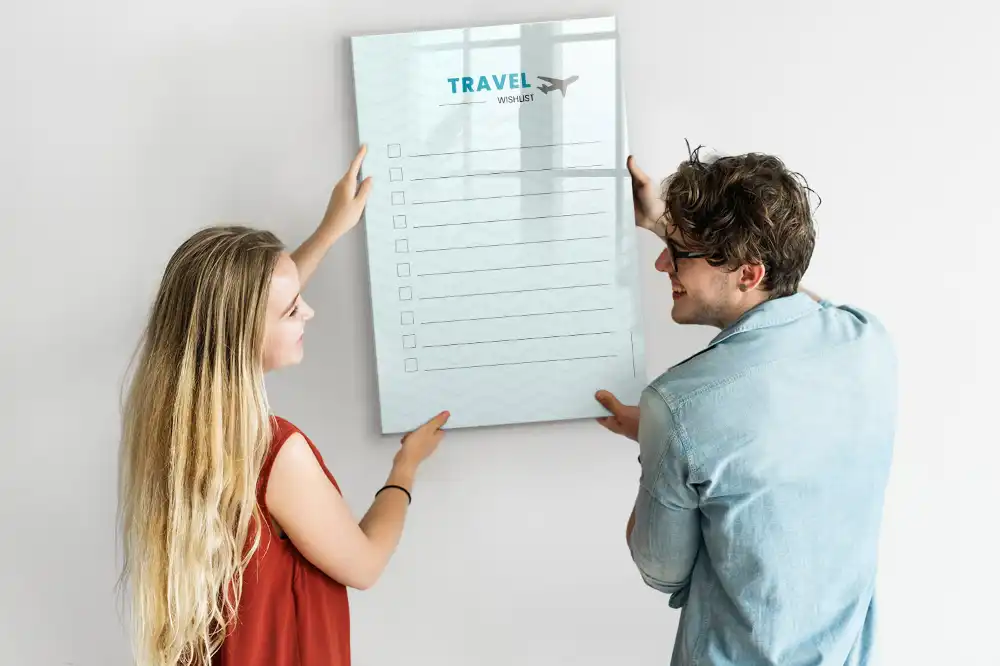 Tableau magnétique effaçable pour planification de voyage