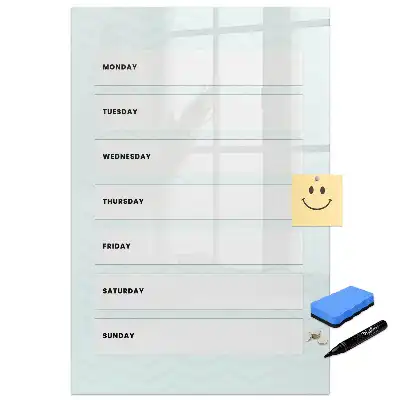 Tableau blanc magnétique effaçable à sec avec planning hebdomadaire