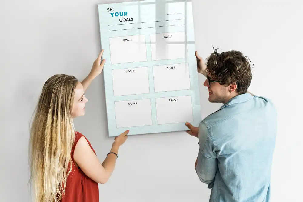 Tableau magnétique avec feutre pour fixation d'objectifs