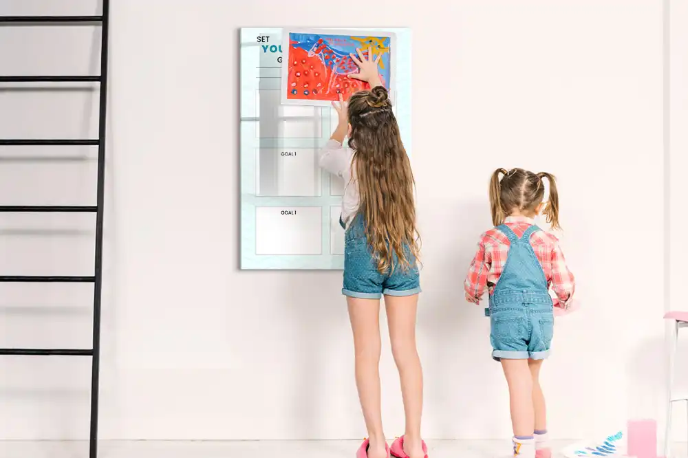 Tableau magnétique avec feutre pour fixation d'objectifs