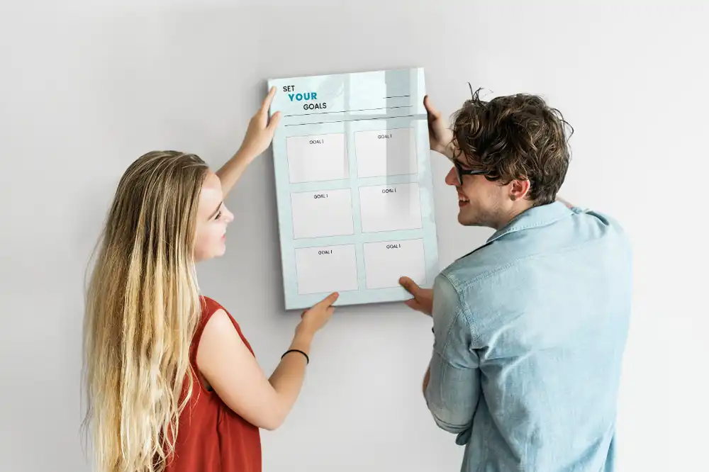 Tableau magnétique avec feutre pour fixation d'objectifs