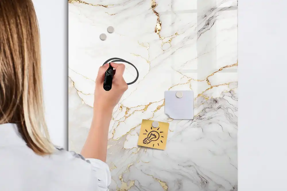 Tableau magnétique effaçable à motif marbre décoratif